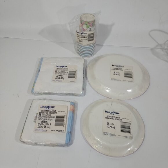 American Greetings Paper Goods Plates Napkins Cups WhiteBunny Easter Lot Vintage - Picture 4 of 6